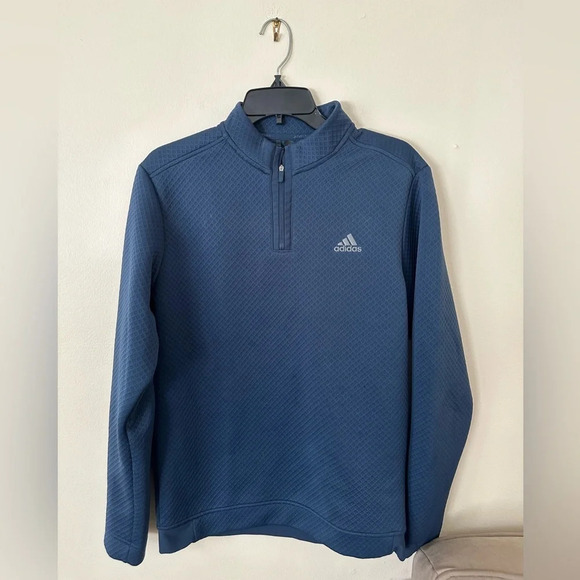 Men's Under Armor Small Blue Waffle Material Quarter Zip - Picture 1 of 4